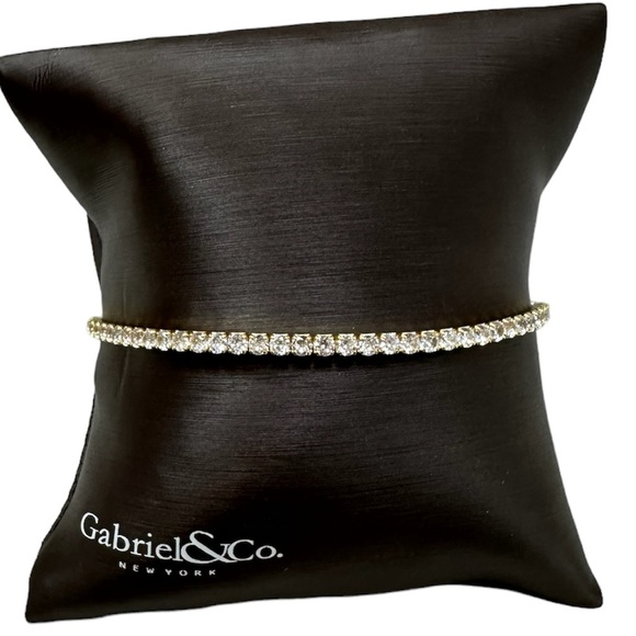 Jewelry Cubic Zirconia 14 Karat Gold Plated Pull Chain Bracelet